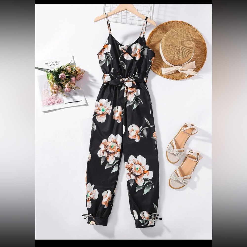 Shein girls floral cami jumpsuit
